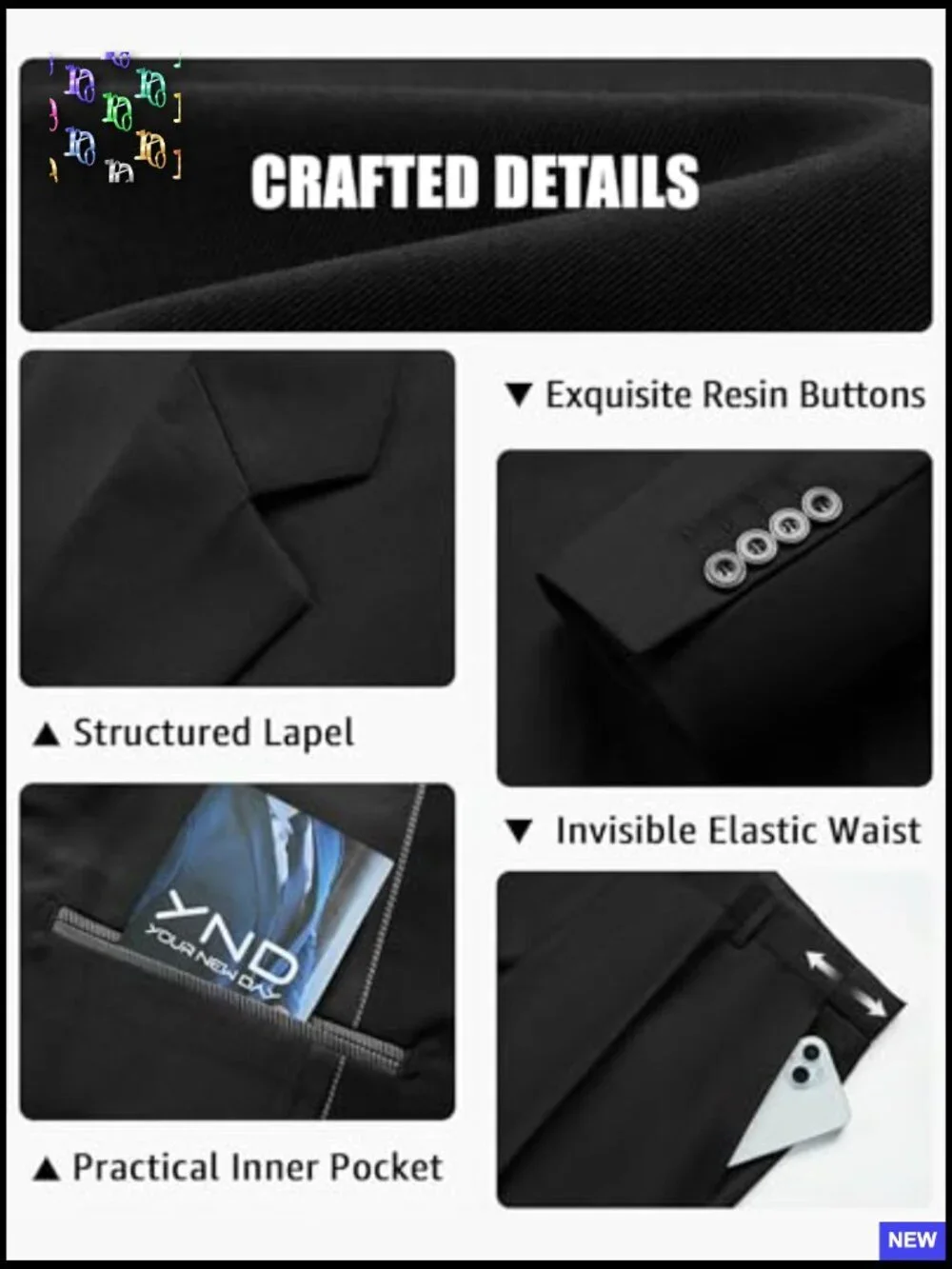 Slim Fit 3 Piece Suit Set Blazer Vest Pants Business Wedding Formal Attire